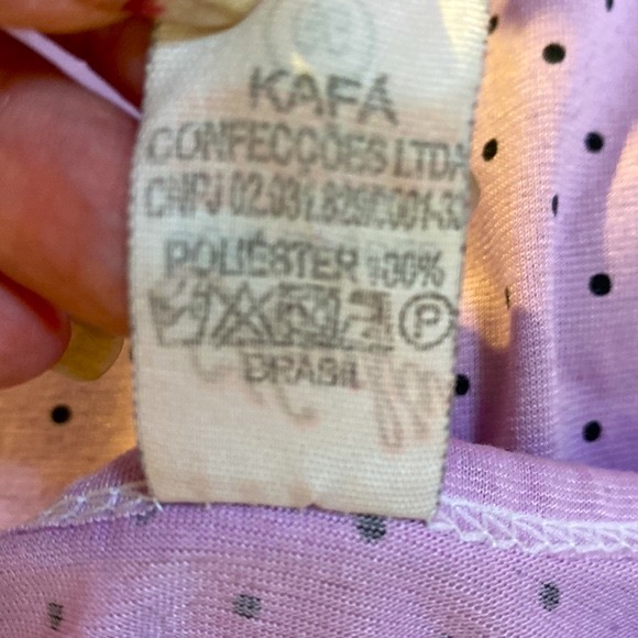 KAFA Confections lavender cami with black ruffle neck and black pin dots - Picture 6 of 6